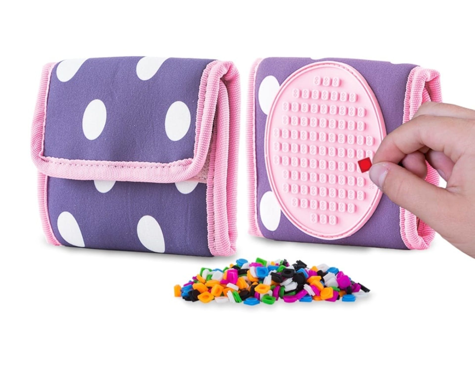 X 6 PIXIE CREW CREATIVE PIXIEL WALLETS BLUE & WHITE DOTS WITH PINK POLKA - TOTAL RRP £73.20 - NEW-
