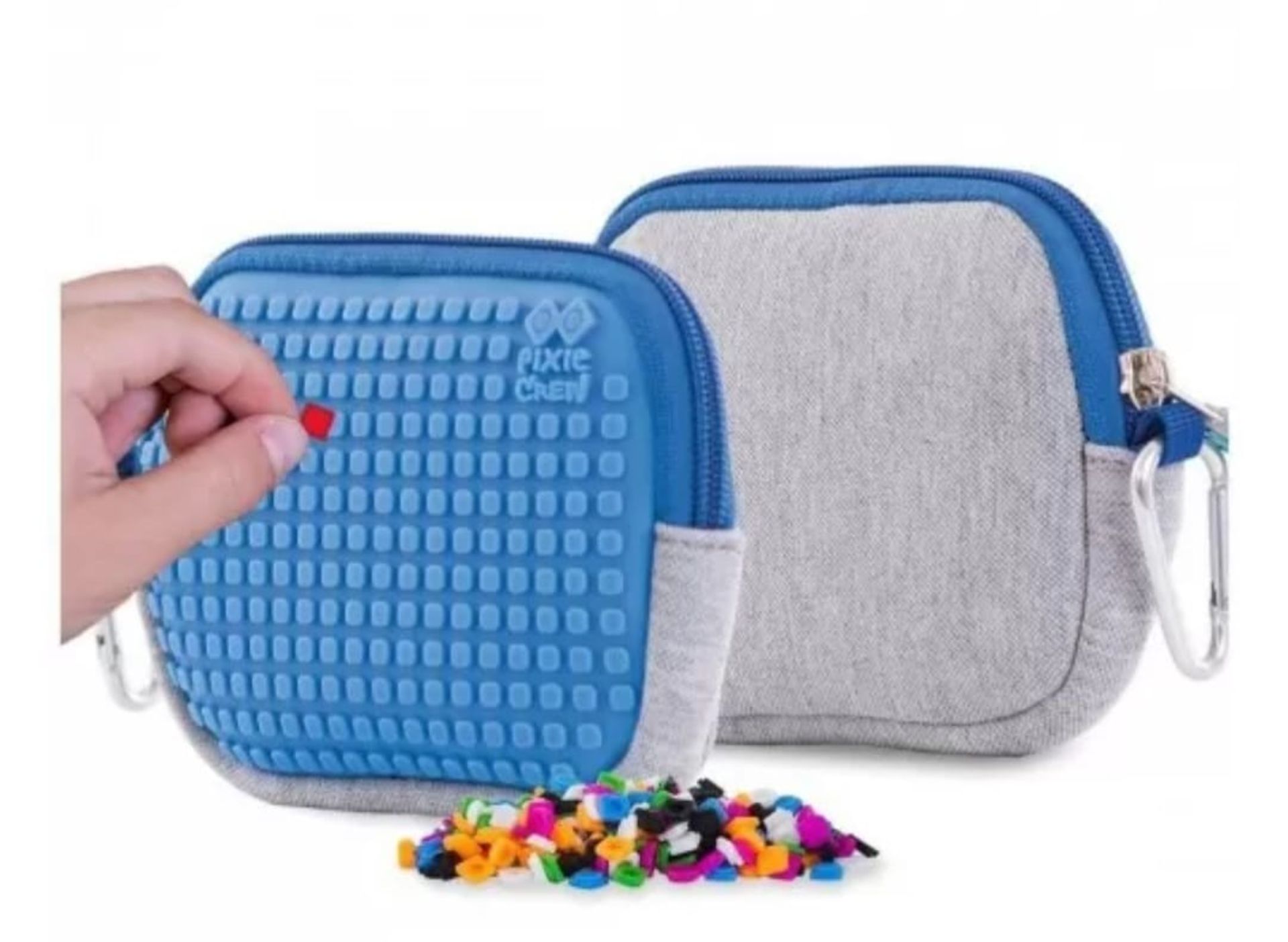 X 6 PIXIE CREW CREATIVE PIXEL UNIVERSAL POUCH ALL BLUE & GREY - TOTAL RRP £77.10 - NEW - IMAGES IS