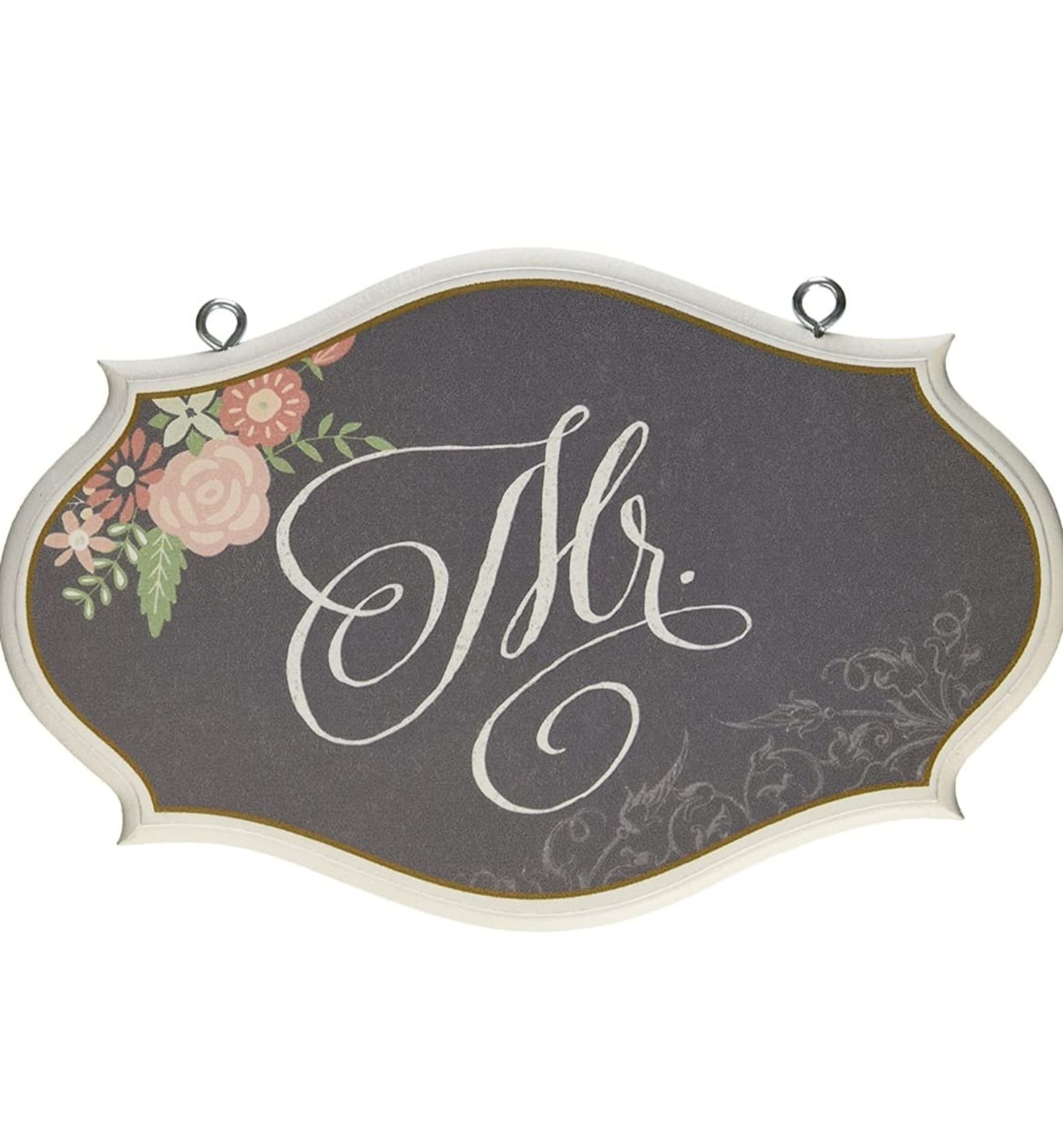 X 12 Mr & Mrs OVAL WOODEN SIGNS - CONSISTING OF X 2 Mr IN WHITE& X 10 Mr INN BLACK BY LILLIAN ROSE - - Image 2 of 2