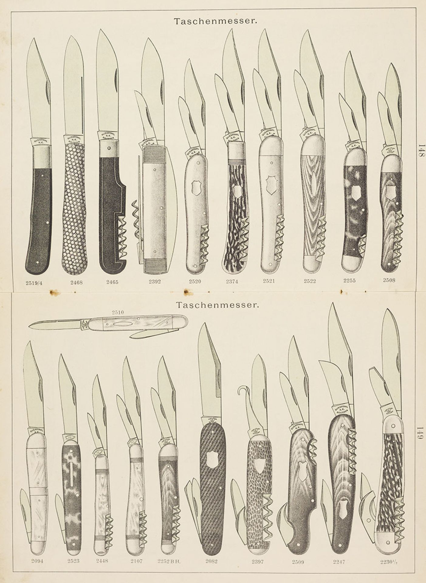 Katalog, historisch. – Messer und Stahlwaren.