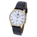 Longines. A gold plated automatic wristwatch with date together with two further gold plated watc...