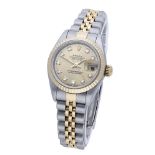 Rolex. A ladyâ€™s stainless steel and gold automatic wristwatch with date and bracelet, Ref. 69173,.
