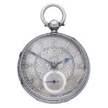English. A silver consular cased watch, circa 1880 Movement: gilt full plate, lever escapement,...