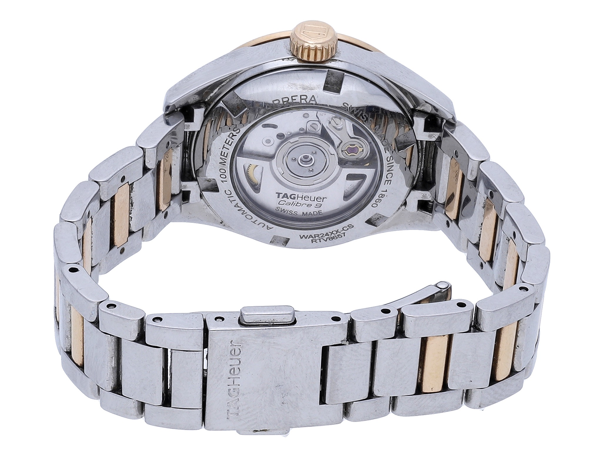 Tag Heuer. A ladyâ€™s stainless steel, gold and diamond-set automatic wristwatch with date and brac. - Image 2 of 3