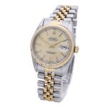 Rolex. A stainless steel and gold automatic wristwatch with date and bracelet, Ref. 16233, Dateju...