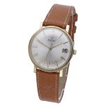Omega. A gold automatic wristwatch with date, Ref. 162009, circa 1964. Movement: cal. 562, manua...