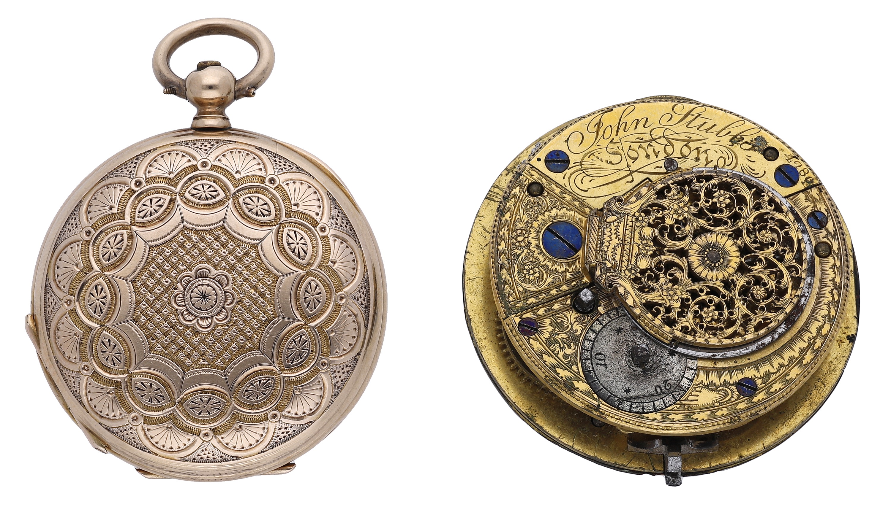 Thomas Russell & Son, London. A gold hunting cased watch together with a verge watch movement, 18... - Image 2 of 4