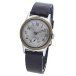 Longines. A steel military wristwatch, Ref. 2466, circa 1940. Movement: manual winding, 15 jewel...