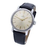 Omega. A stainless steel wristwatch, circa 1940. Movement: cal. 30T2SC, manual winding, 16 jewel...