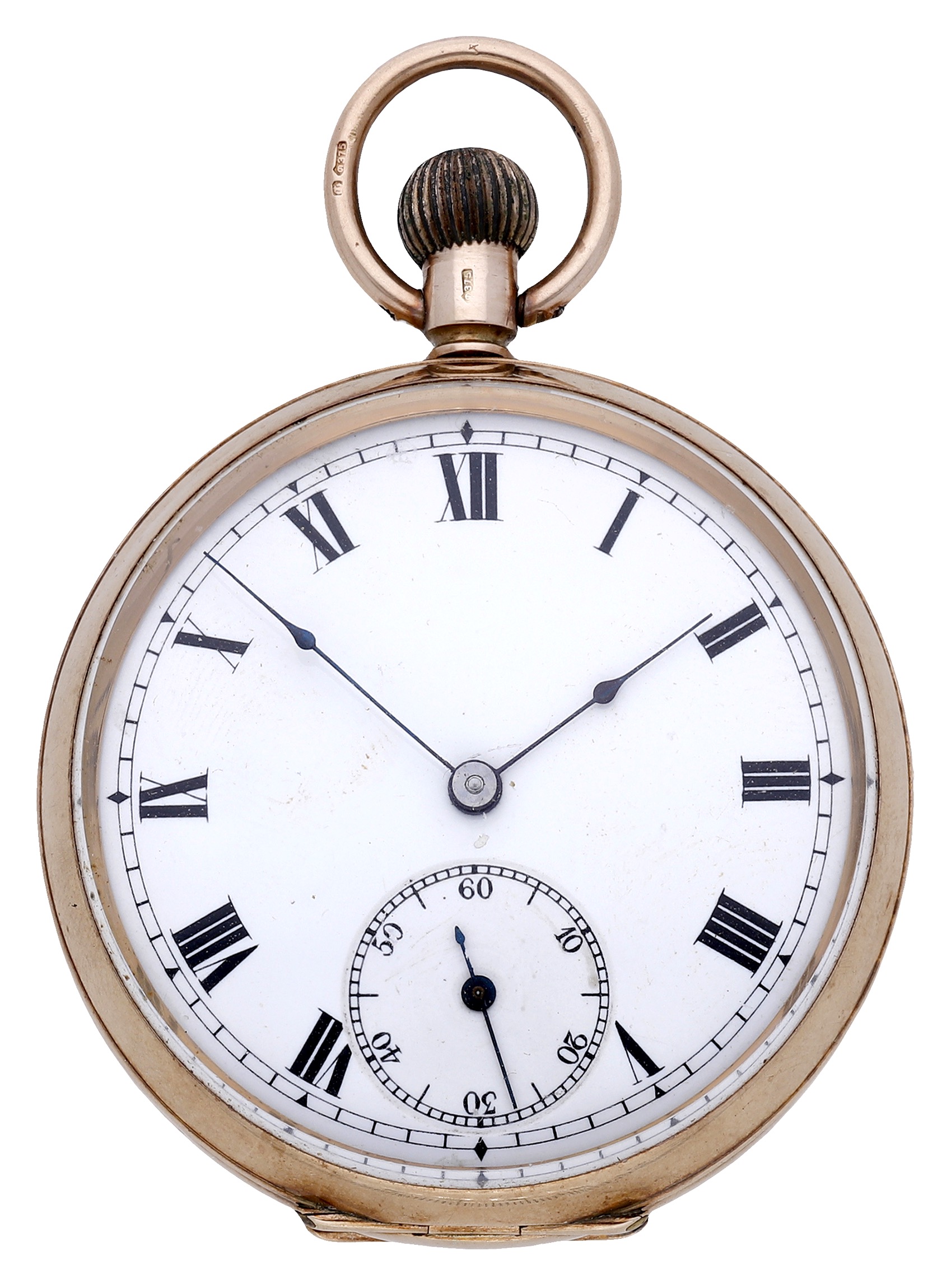 Swiss. A gold open-faced keyless watch, circa 1912. Movement: manual winding, lever escapement,...