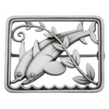 Georg Jensen: a Danish silver leaping dolphins brooch, designed by Arno Malinowski, post 1945 mak...