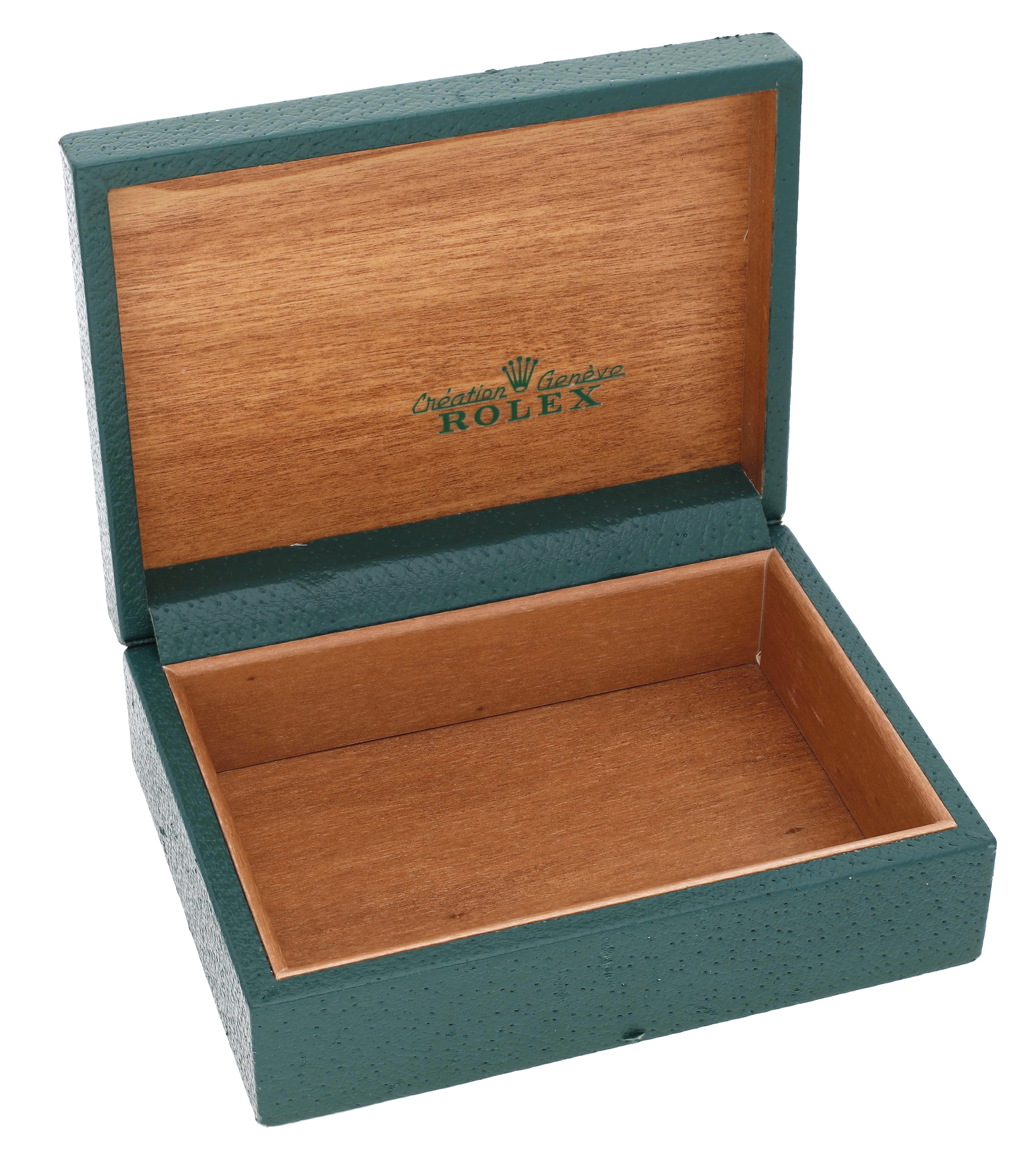 Rolex. A green leather and wooden presentation case, No. 67.00.3, circa 1970 Dimensions: length... - Image 2 of 3