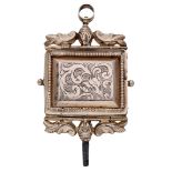Dutch. A large gold watch key, Mid 19th century gold rectangular panel engraved with foliate des...