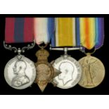 A rare Great War 'Gallipoli Mining Operations' D.C.M. group of four awarded to Private Thoma...