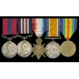 A fine Great War 'Western Front' D.C.M., M.M. group of five awarded to Company Sergeant-Majo...