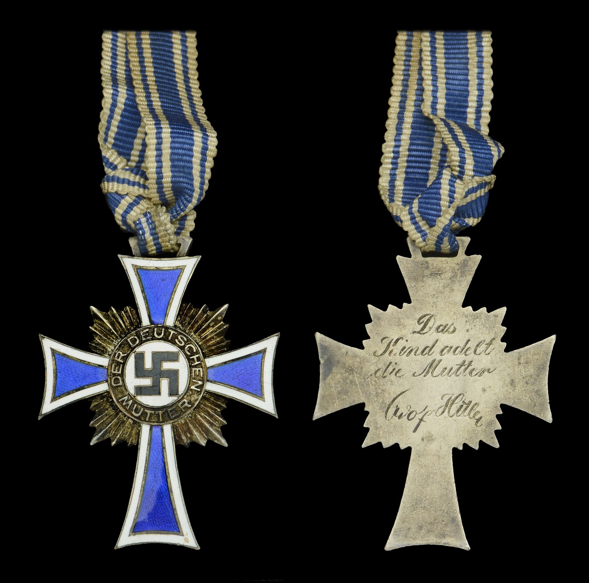 A 1st Type German Second World War Mothers Cross in Silver. A very good example of the extr...