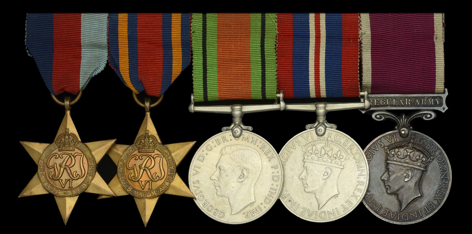 Five: Colour Sergeant W. Sharples, East Lancashire Regiment 1939-45 Star; Burma Star; Def...
