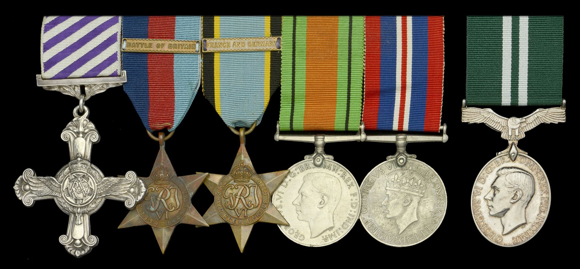 A Second War Night Fighter's D.F.C. group of six awarded to Blenheim and Mosquito navigator...