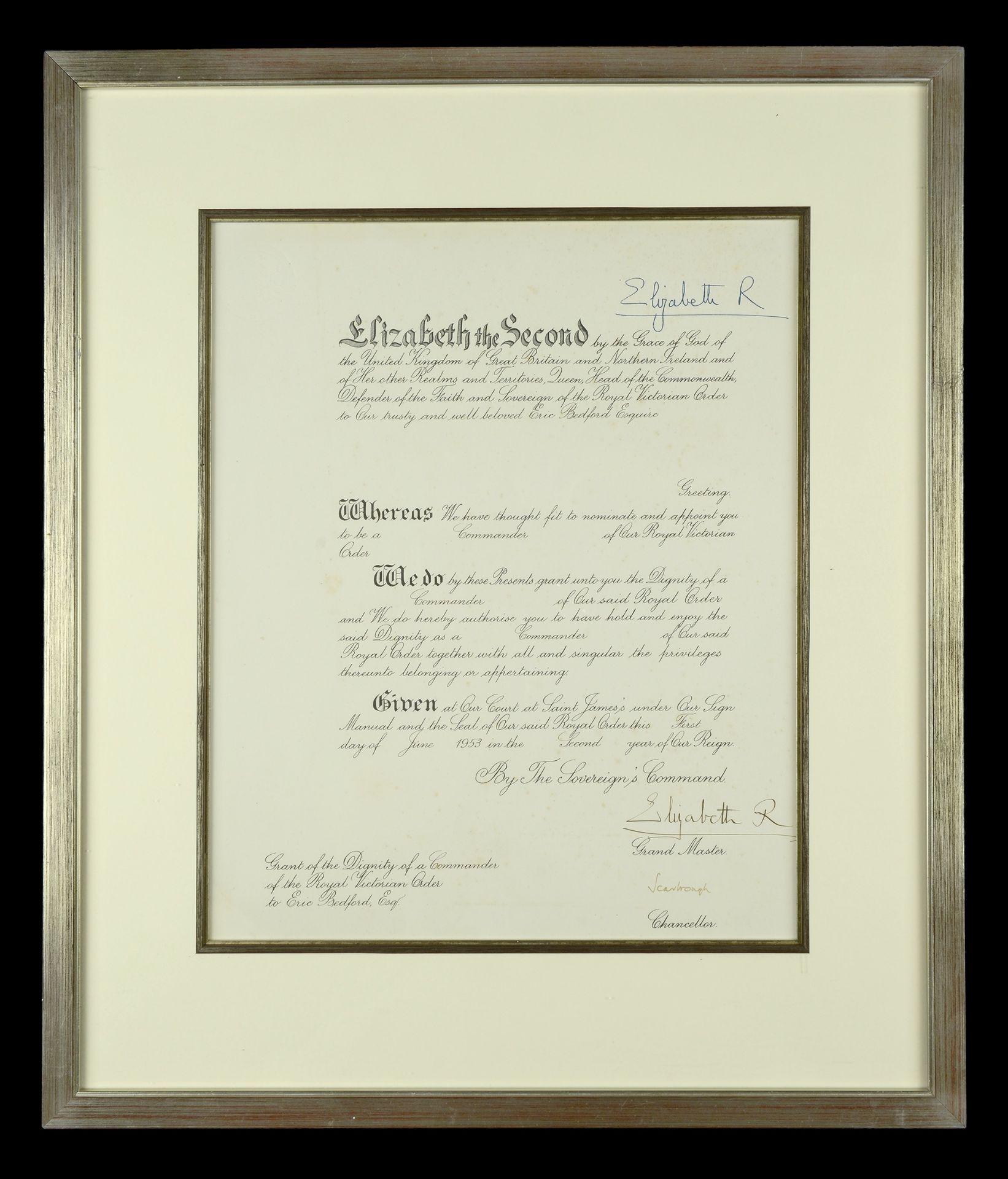 A post-War C.B., 1953 Coronation C.V.O. pair awarded to Eric Bedford, Esq., who served as Ch... - Image 3 of 4