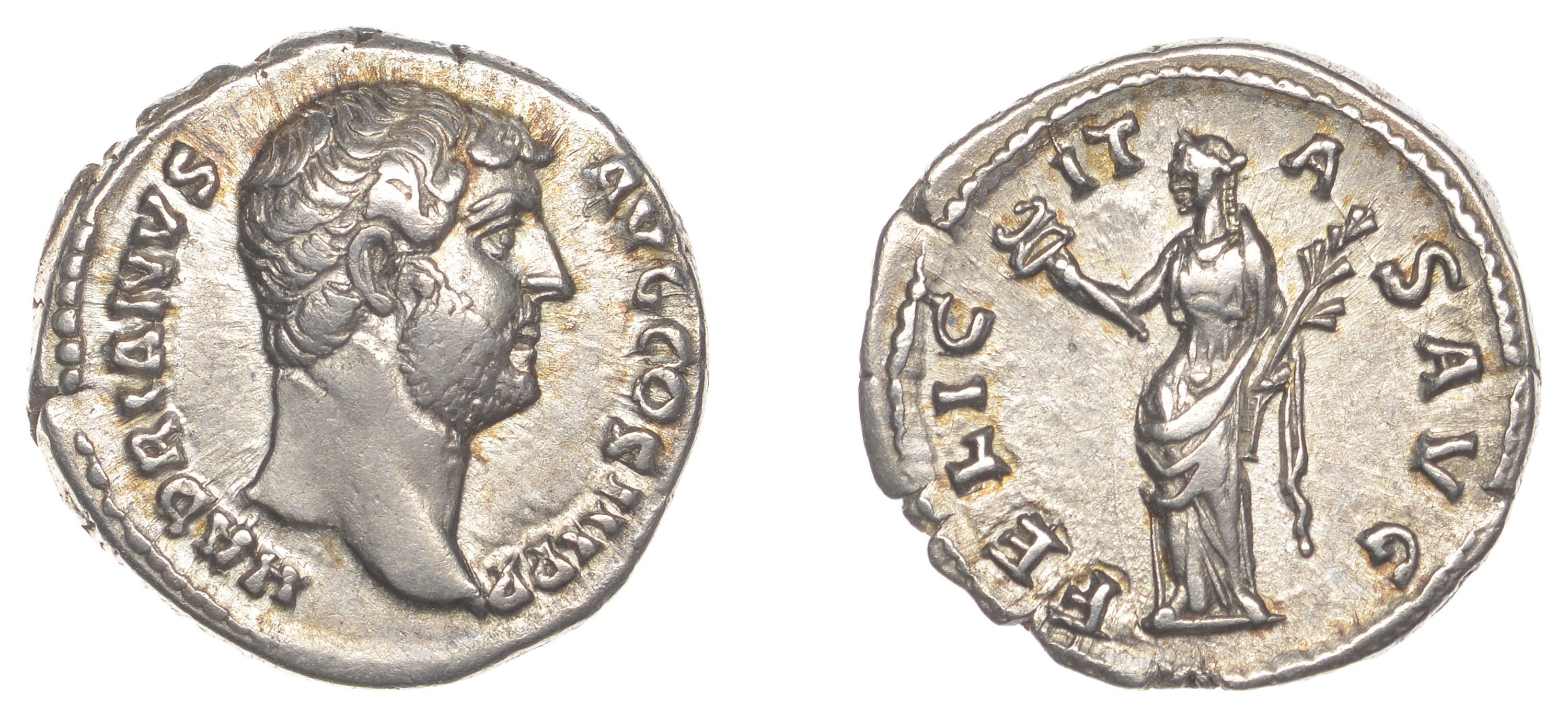 Roman Imperial Coinage, Hadrian, Denarius, 133-5, bare-headed bust right, rev. Felicitas sta...