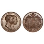 Marriage of the Prince of Wales and Princess Alexandra, 1863, a copper medal by L.C. Wyon af...