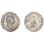 Roman Imperial Coinage, Hadrian, Denarius, c. 126-7, laureate bust right, rev. Pudicitia sea...