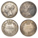 Victoria, Shillings (2), both 1866, dies 33, 46 (ESC 3027; S 3905) [2]. Very fine to extreme...