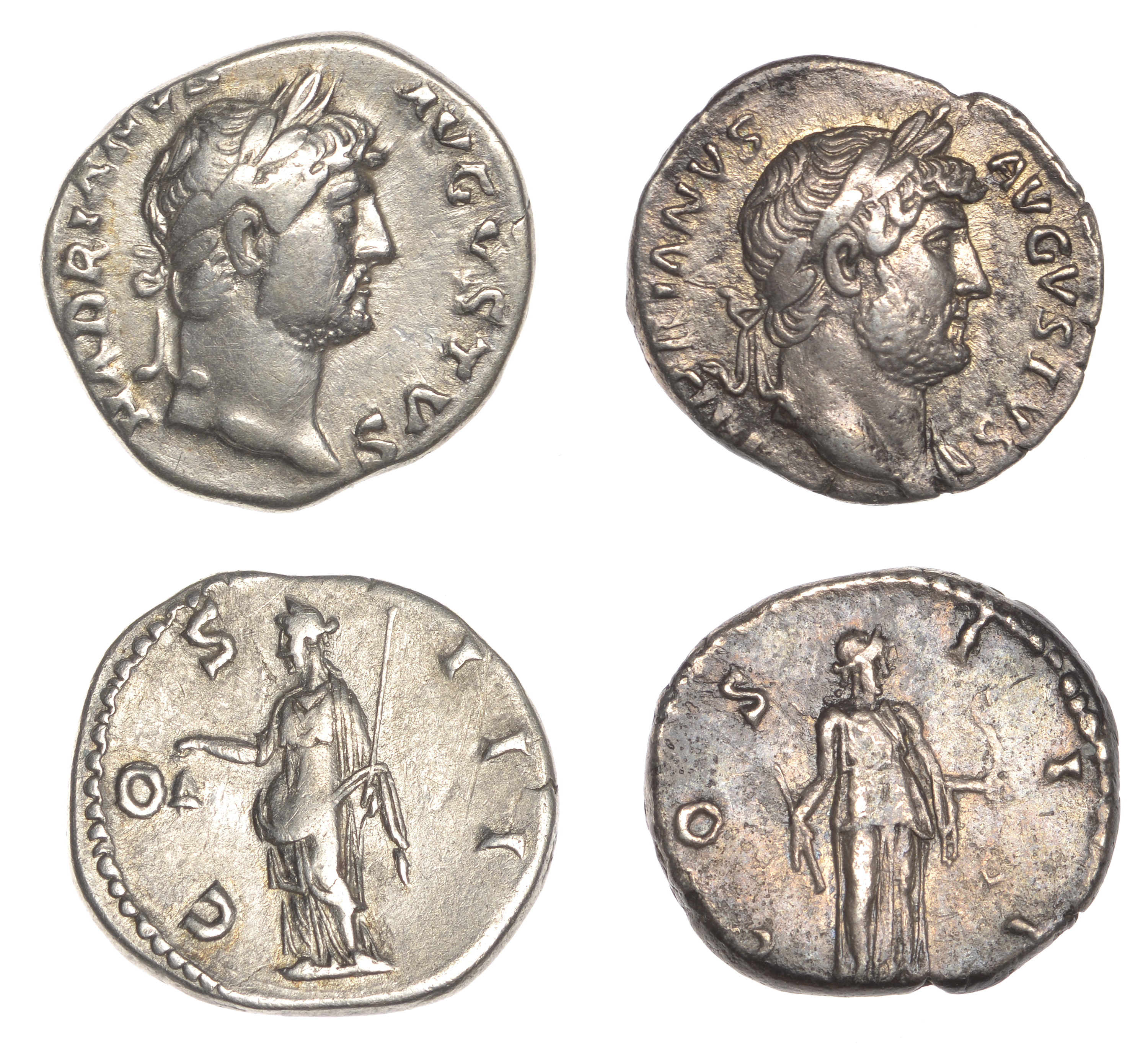 Roman Imperial Coinage, Hadrian, Denarii (2), both 124-5, revs. Diana standing, head right,...