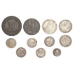 Charles II, Threepence, 1673, Twopence, 1675; James II, Threepence, 1686; William and Mary,...