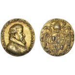 BRESLAU, Martin Conrad, 1616, a cast gilt-silver medal, unsigned, bust right, rev. arms with...