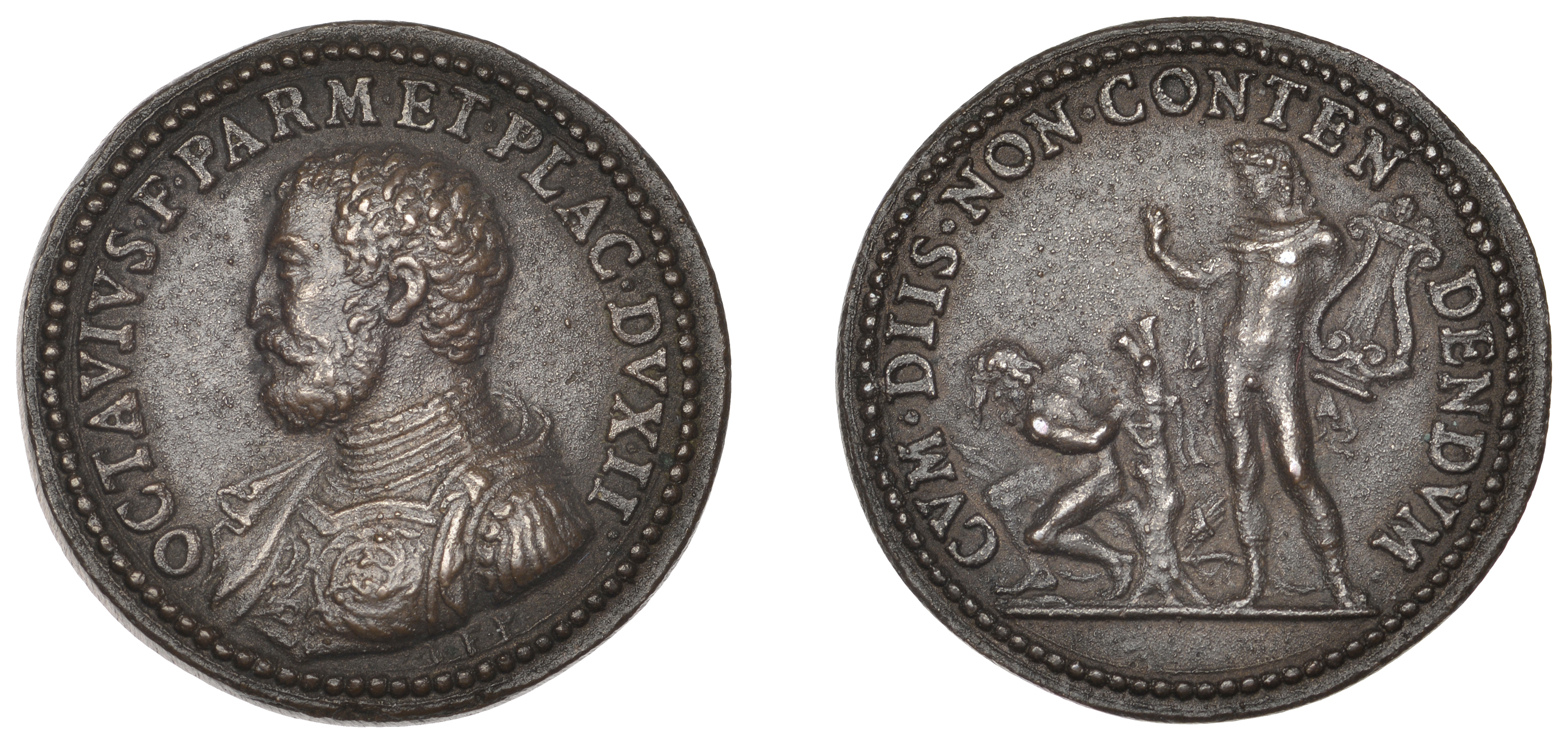 PARMA, Ottavio Farnese, a bronze medal by G. Bonzagna, undated, armoured bust left, rev. Apo...