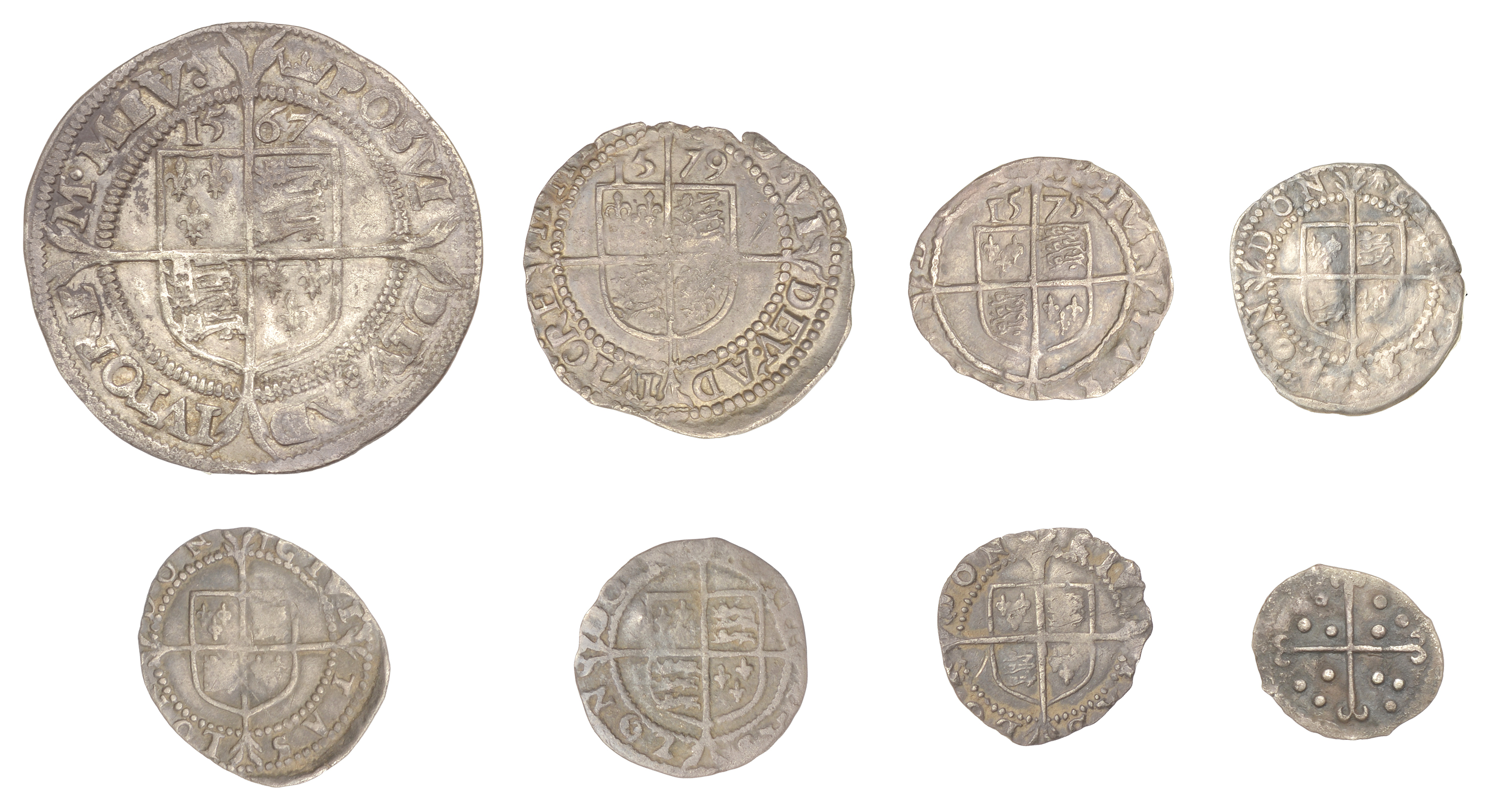 Elizabeth I (1558-1603), Third issue, Sixpence, 1567, mm. coronet; Fourth issue, Threehalfpe... - Image 2 of 2
