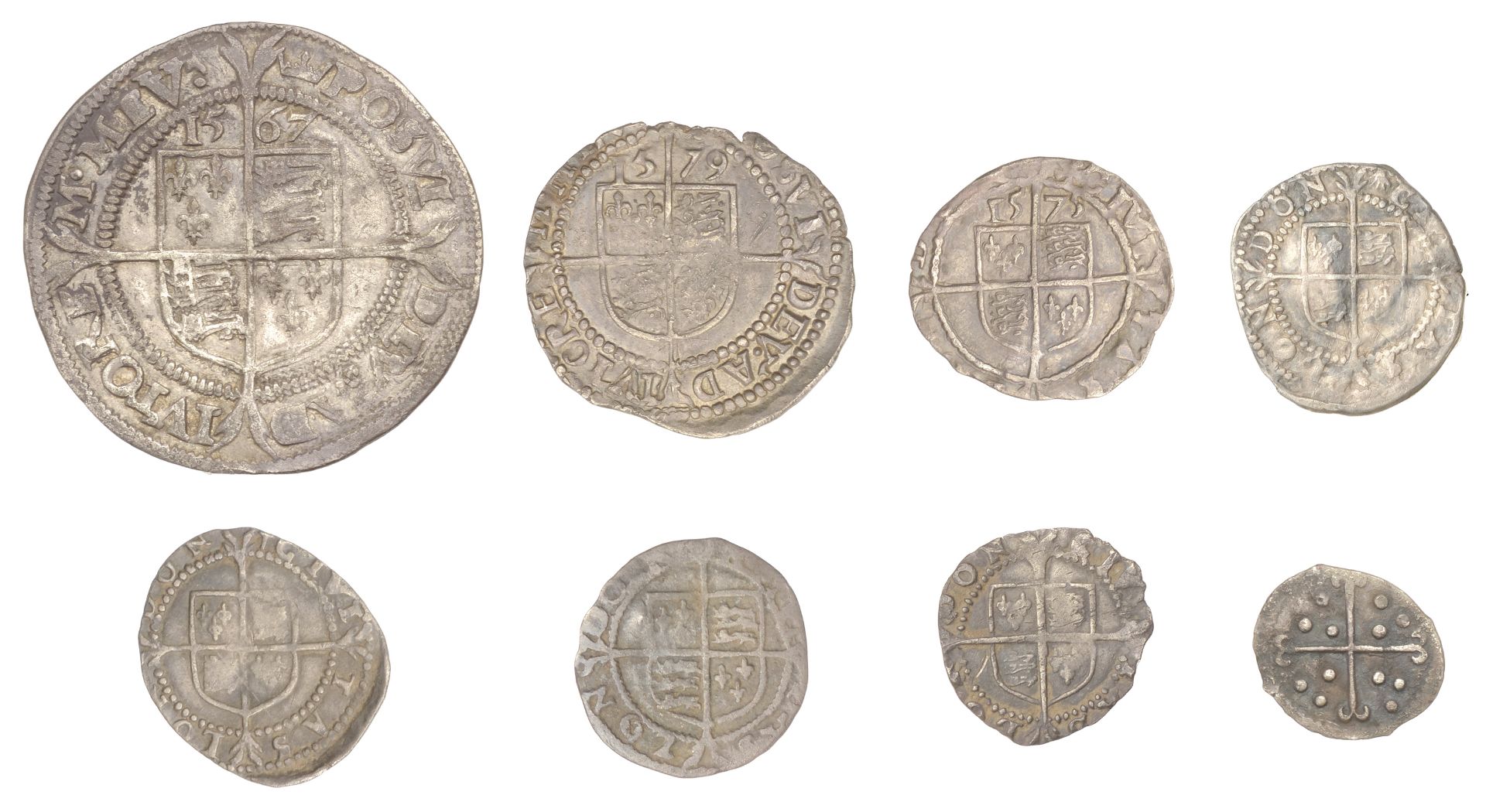 Elizabeth I (1558-1603), Third issue, Sixpence, 1567, mm. coronet; Fourth issue, Threehalfpe... - Bild 2 aus 2