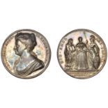 Queen Caroline, Coronation, 1727, a silver medal by J. Croker, bust left, rev. Queen standin...