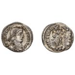 Roman Imperial Coinage, Magnus Maximus, Siliqua, Trier, pearl-diademed, draped and cuirassed...