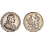 George I, Coronation, 1714, a silver medal by J. Croker, laureate bust right, rev. Britannia...