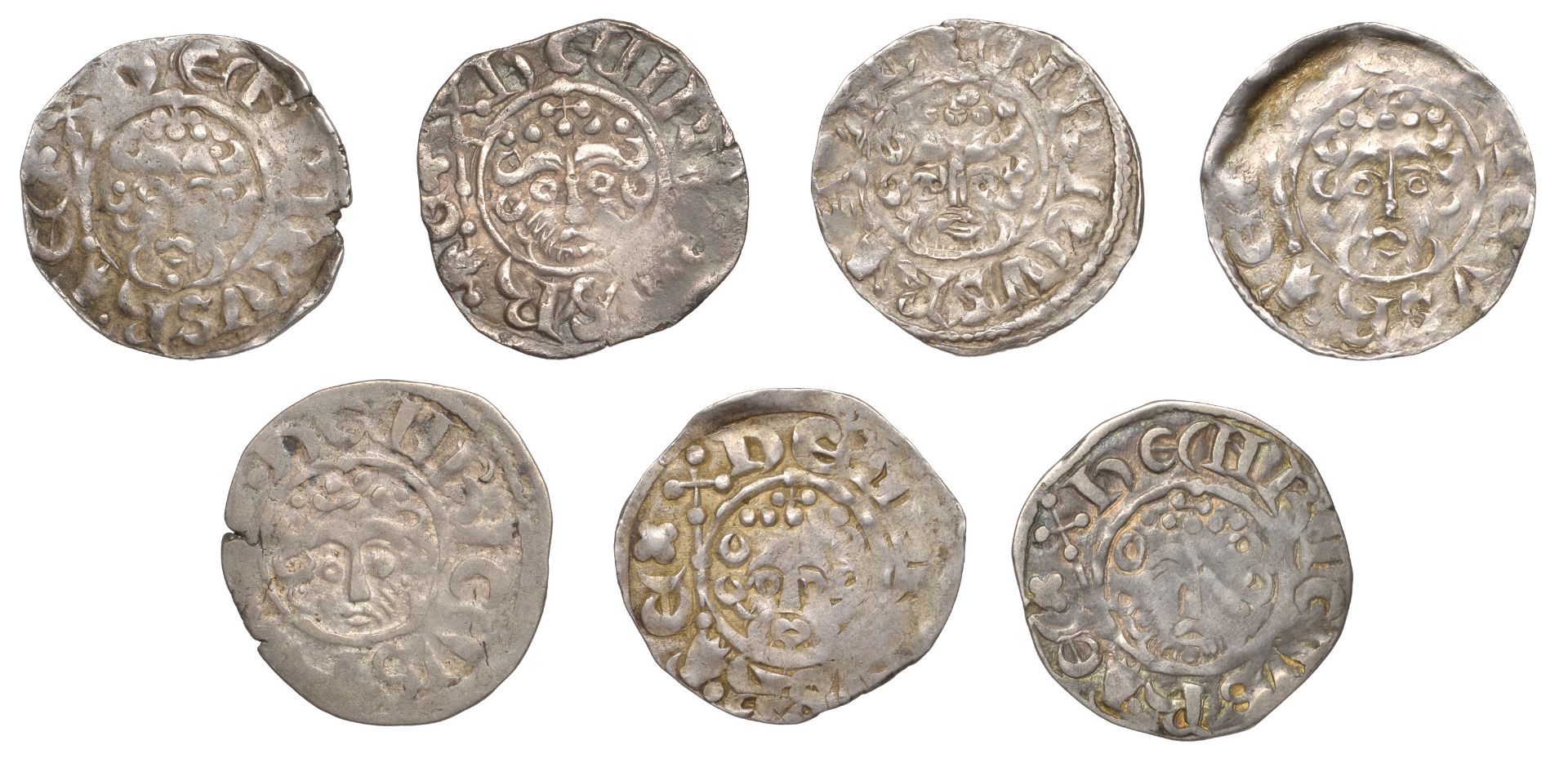 Henry III (1216-1272), Pennies (7), all Canterbury, class VIIc1, Ioan Chic, ioan chi on can,...