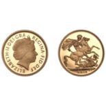 Elizabeth II (1952- ), Proof Sovereign, 2013 (M 338; S SC7). Brilliant, as struck; in cas...