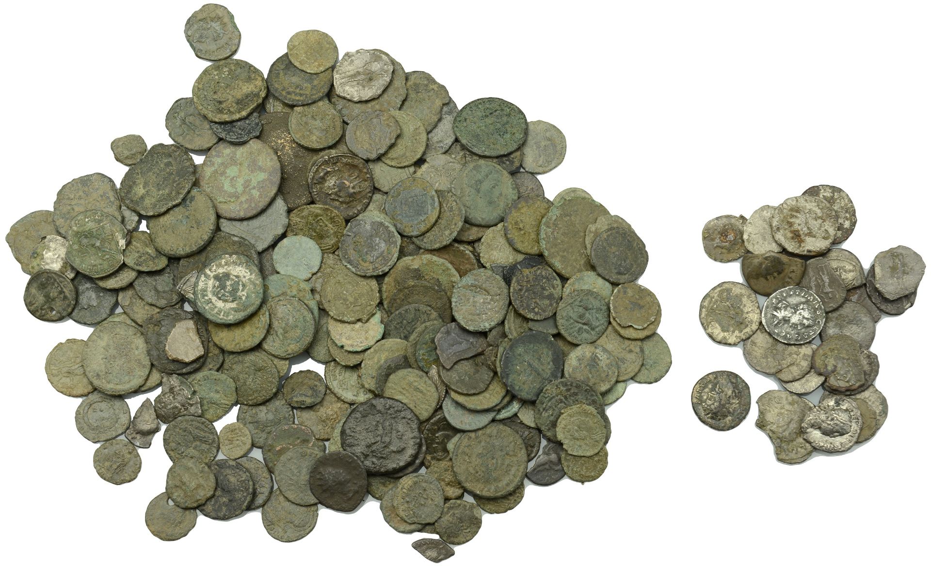 Roman Coins, Miscellaneous Roman silver (24) and bronze (199) coins, 1st-3rd century [223]....