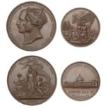 Crystal Palace Opened, 1854, a bronze medal by J.G. Adams, jugate busts left, rev. Britannia...