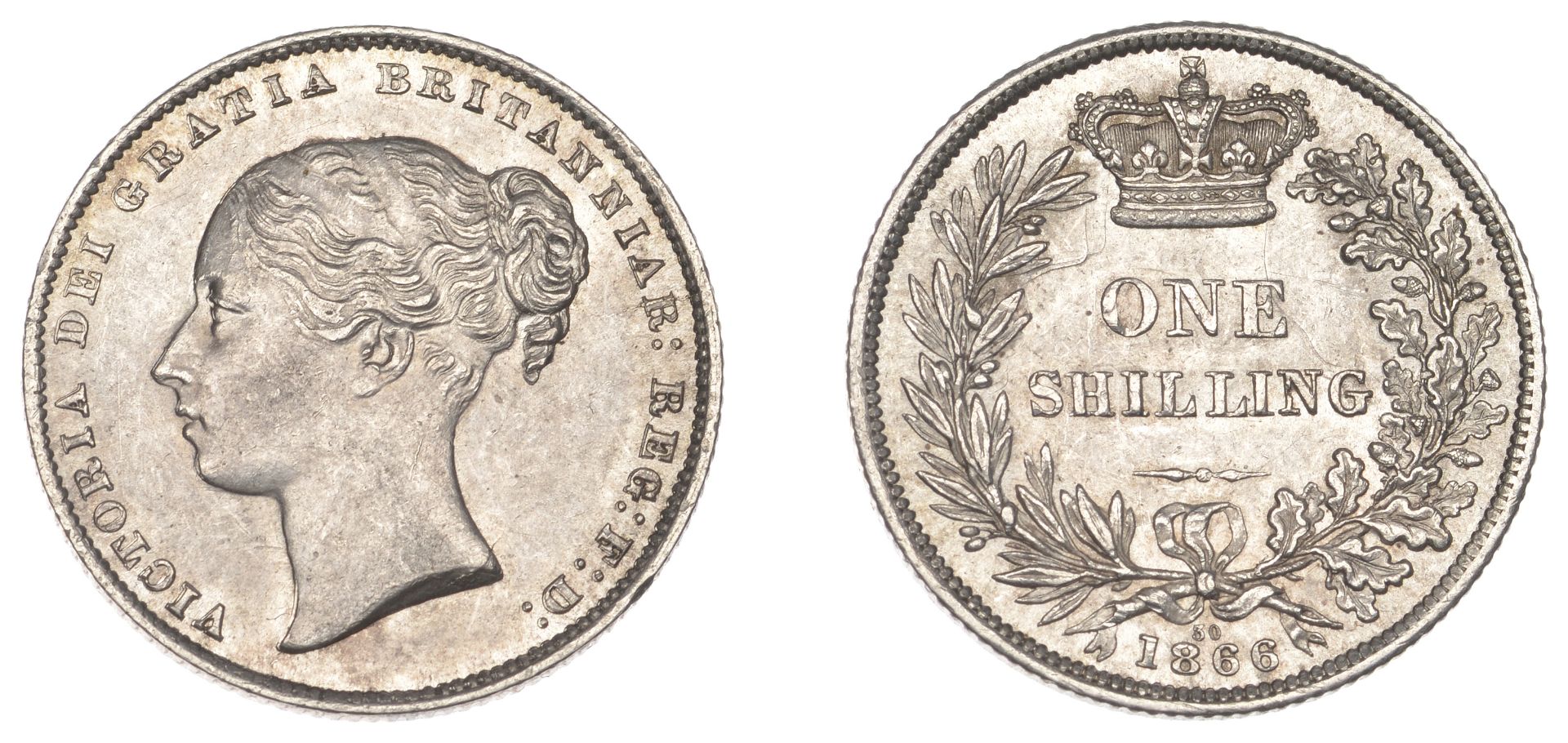 Victoria (1837-1901), Shilling, 1866, die 30 (ESC 3027; S 3905). Extremely fine Â£120-Â£150