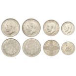 George V, Halfcrowns (2), 1914, 1917, Florin, 1914, Shilling, 1916 (S 4011-13) [4]. First go...