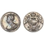 Anne, Union of England and Scotland, 1707, a silver medal by J. Croker and S. Bull, bust of...
