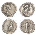Roman Imperial Coinage, Hadrian, Denarii (2), both 117, revs. Concordia seated left, holding...