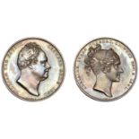 William IV, Coronation, 1831, a silver medal by W. Wyon, bare head right, rev. diademed head...