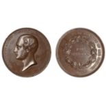 Great Exhibition, Hyde Park, 1851, For Services, a copper award medal by W. Wyon, bare head...