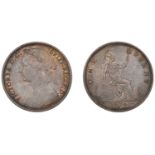 Victoria (1837-1901), Penny, 1874h, dies Kj, older portrait, rev. close date, sea within lin...