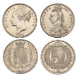 Victoria, Halfcrowns (2) 1876, 1887 (S 3889, 3924) [2]. First very fine but cleaned, second...