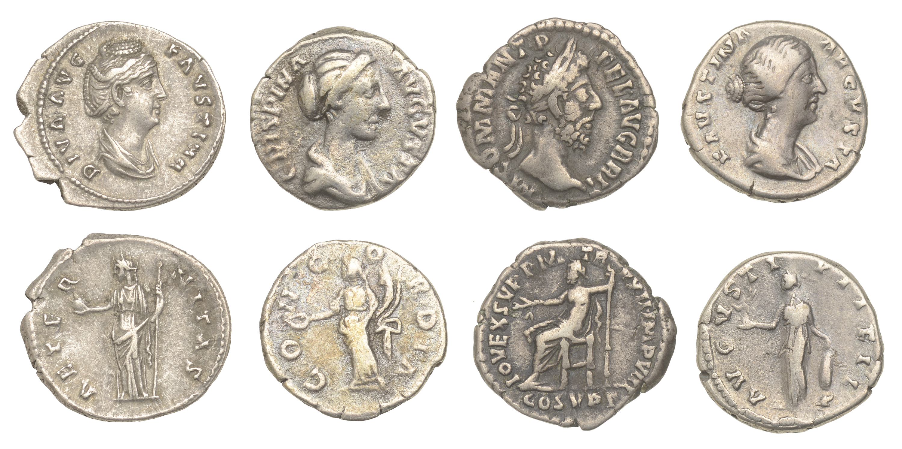 Roman Imperial Coinage, Diva Faustina Senior, Denarius, 141, rev. Providentia standing left,...