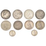 George III, Crown, 1820, edge lx (S 3787); George IV, Crown, 1821, edge secundo (S 3805); Vi...